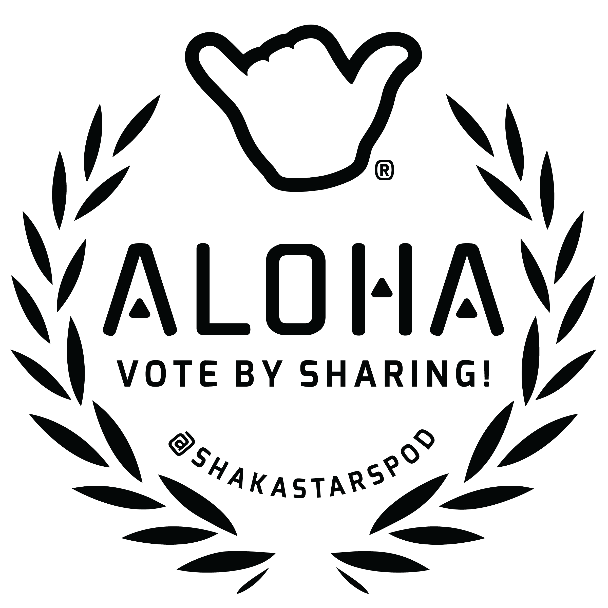 Black Aloha@4x Vote Aloha, Shaka Stars