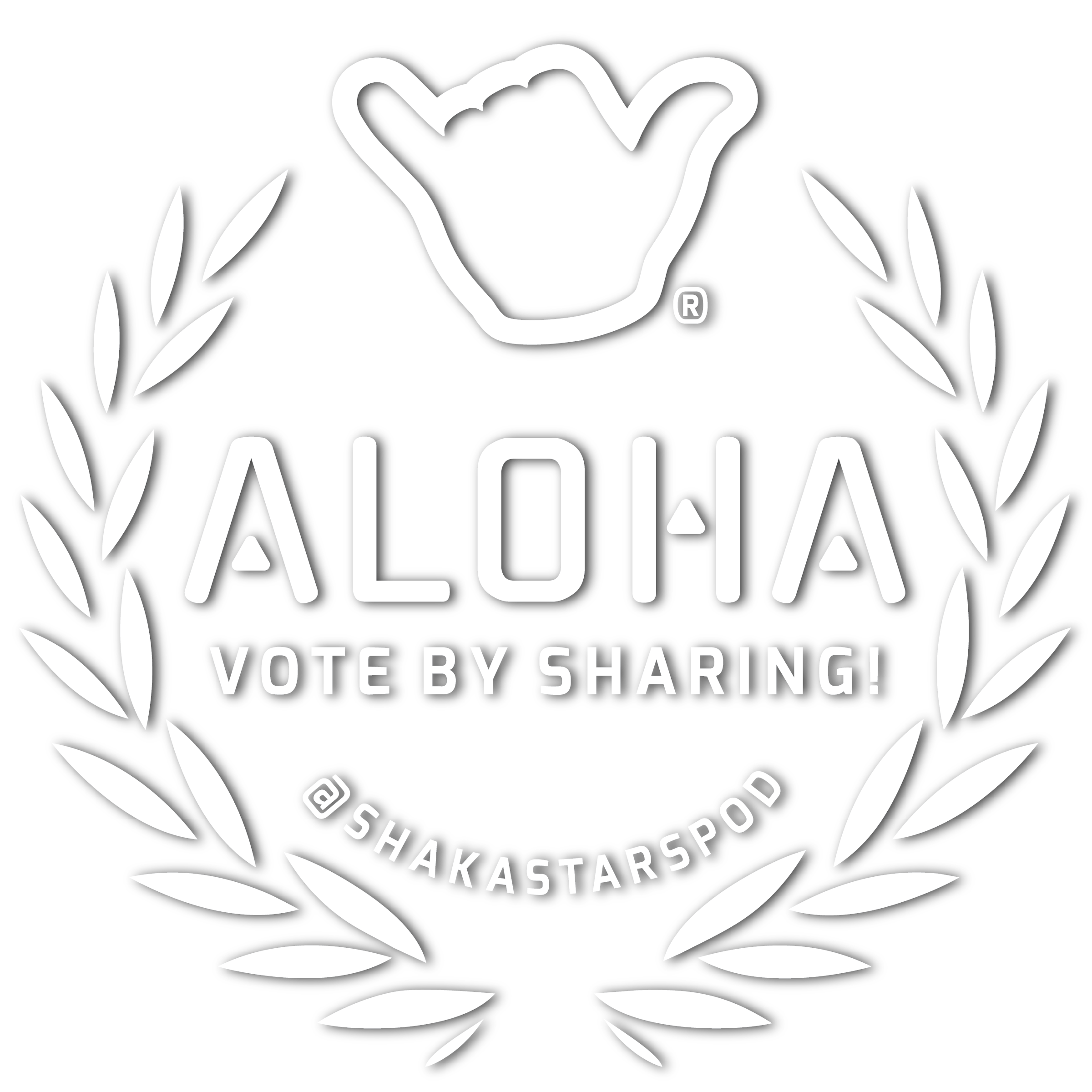 Shadow White Vote Aloha@4x Vote Aloha, Shaka Stars