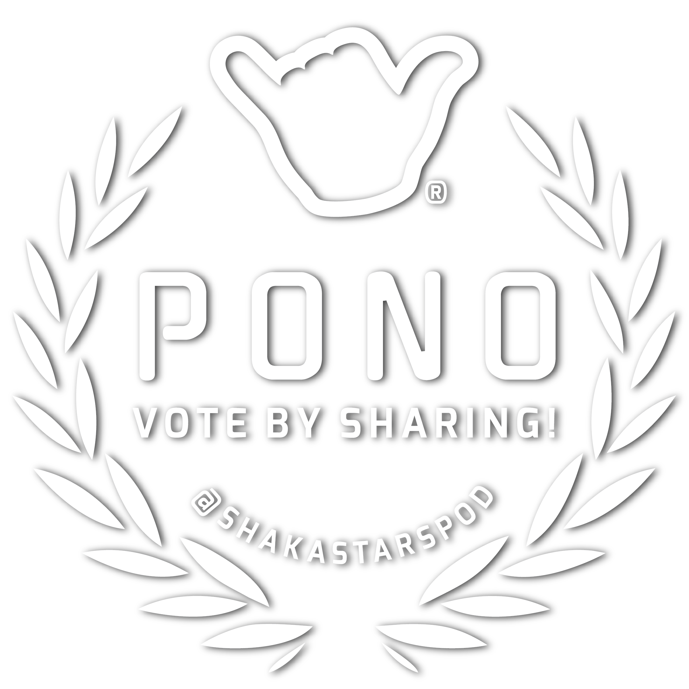 Shadow White Vote Pono@4x Vote Pono, Shaka Stars